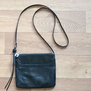 Hobo Slim Black Leather Crossbody Purse